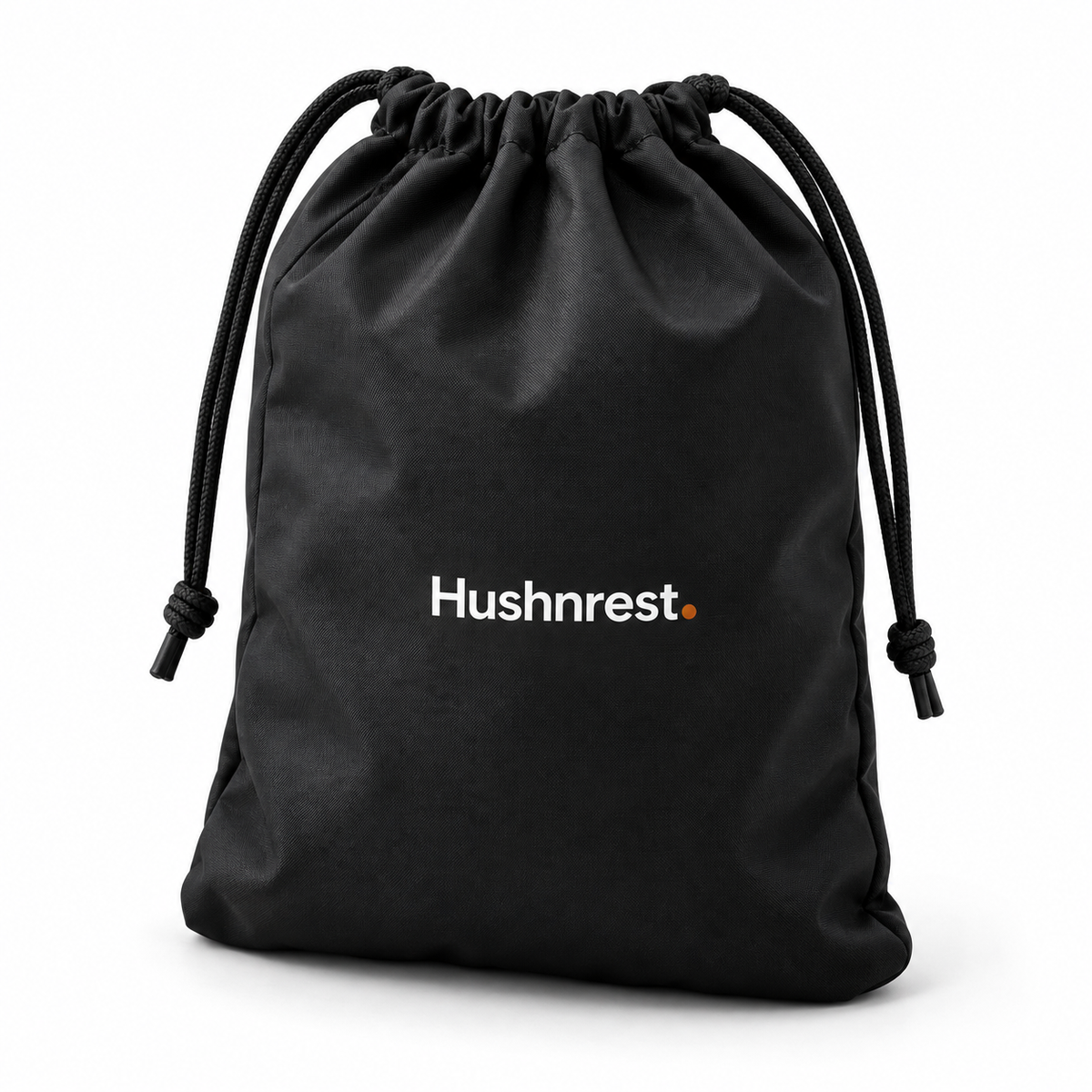 Black Hushnrest Travel Pouch with white Hushnrest logo